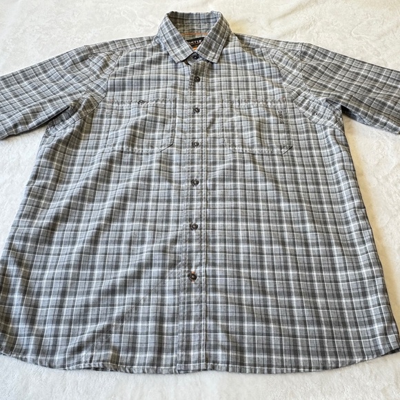 ORVIS Casual Button Down Shirt Mens Size Large Active Fit Gray Plaid - Picture 1 of 9